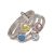 Beautiful Sterling Silver Jewellery: Set of Four Joined Stacking Rings with Topaz, Blue Opal, Amethyst and Peridot Stones