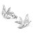 Sterling Silver Jewellery: Tiny Flat Swallow Outline Stud Earrings