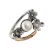 Cheap SALE Sterling Silver Size R1/2 Oxidised Floral Ring with Rose Gold and Pearl (SL84)