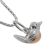 Whimsical Sterling Silver Jewellery: Beautiful Robin Pendant with Rose Gold Detail (10mm x 10mm x 5mm) (N52)