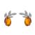 Sterling Silver: Delicate Baltic Amber Stud Earrings with an Olive Branch Design, approx 10 mm