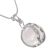 Fabulous Sterling Silver Jewellery: Round Iridescent Moonstone Pendant with Swirling Frame (N246)