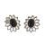 NEW Pretty Sterling Silver Jewellery: 17mm Flower Stud Earrings with Black Resin Centres (E629d)