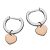 Minimalist Sterling Silver: Tiny Hinged Hoop Earrings with Rose Gold Heart Charms (13mm x 19mm) (E435)