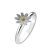 White and Yellow Daisy Sterling Silver Stacking Ring