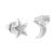 Simple Sterling Silver Jewellery: Small Asymmetric Star and Moon Stud Earrings