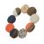 Playful Fashion Jewellery: Stretch Bracelet with Glossy Navy, Orange and Wooden Discs and Speckled Effect Elements (SB22)A)