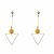 Quirky Fashion Jewellery: Gold Triangle Earrings with Brown Neoprene Coated Bead Detail 