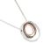 Beautiful Costume Jewellery: Silver Tone Chain with Wavy Matt Silver, Rose Gold and Black Triple Circle Pendant (M553)