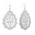 Beautiful Fashion Jewellery: Large Silver Tone Teardrop Earrings with Ornate Swirl Detailing