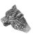 Unisex Sterling Silver Jewellery: Chunky Oxidised Wolf Head Ring (SR133)
