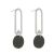 Contemporary Fashion Jewellery: Silver Rounded Oblong  Earrings with Matt Black Coin Drops (43mm x 14mm) (I23)D)