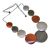 Fashion Jewellery: Adjustable Grey Cord Mid-Length Necklace with Autumnal Orange and Silvery Grey Painted Wooden Discs (SB44)