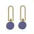 Contemporary Fashion Jewellery: GOLD Rounded Oblong  Earrings with Matt Navy Coin Drops (43mm x 14mm) (I23)G)