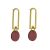 Contemporary Fashion Jewellery: GOLD Rounded Oblong  Earrings with Matt Raspberry Pink Coin Drops (43mm x 14mm) (I23)E)