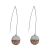 Contemporary Fashion Jewellery: Long Hooked Earrings with Matt Silver and Pink Howlite Coin Drop (5.5cm x 1.2cm) (I29)F)
