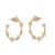 Striking Fashion Jewellery: Large Circular Curve Stud Earrings in Soft Gold with Repeating Star Motif and Crystal Detail [3cm Drop] (M615)