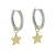 Minimalist Sterling Silver: Silver Tiny Hinged Hoop Earrings with Gold Star Charms (13mm x 19mm) (E400)SG)