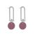 Contemporary Fashion Jewellery: Silver Rounded Oblong  Earrings with Matt Raspberry Pink Coin Drops (43mm x 14mm) (I23)B)