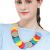 Stunning Fashion Jewellery: Silver Tone Beaded Necklace with Bright Wooden Multi-Coloured Circles (YK372)