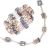  Gracee Fashion Jewellery: Elegant 40cm Necklace with Silver Tubes, Rose Gold Squares and Blue Swarovski Crystal Elements (GR81)B)