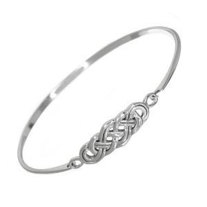 Triskelion Bracelet  Light Sterling Silver Bangle w Norse Knotwork  Sons  of Vikings