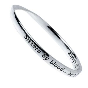Silver Plated Message Bangle - Sisters by blood....best friends by choice.... …Quote Bangle