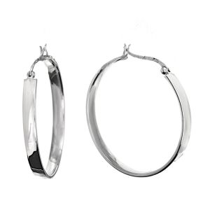 Sterling Silver Jewellery: Chunky 42mm Hoop Earrings with Clip Fastening (Pierced Ears) (E140)