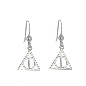  Magical Sterling Silver Jewellery: Cool Geometric Triangle Design Drop Earrings harry potter deathly hallows
