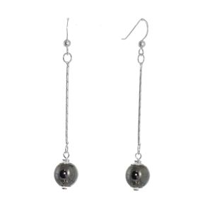 Sterling Silver Jewellery: Long Dangly Earrings With Black Onyx Bead Drops 