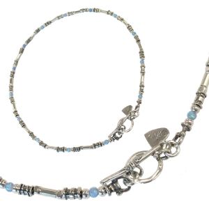 Hand Made Opulant Silver and opal bead necklace with a lovely T-Bar detail 