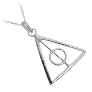 Sterling Silver Jewellery Geometric Triangle Pendant Design in Harry Potter Inspired Deathly Hallows Style