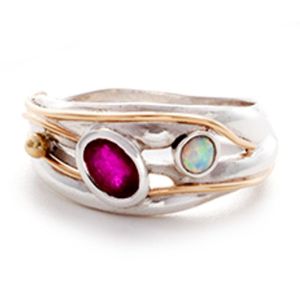  Beautiful Sterling Silver Jewellery: Stunning Ruby and Opalite Ring