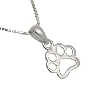Cute Sterling Silver Jewellery: Small Pawprint Outline Pendant 