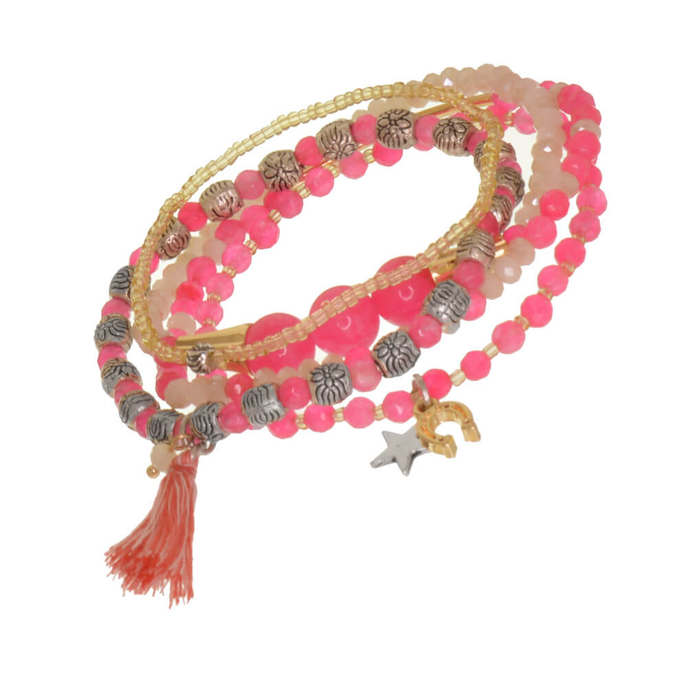 Fashion Butterfly Charms Stretch Bracelets Pink Crystal Handmade Beaded  Bracelet Elastic Rope Chains Casual Couple Bangles For Women Gift :  Amazon.co.uk: Fashion